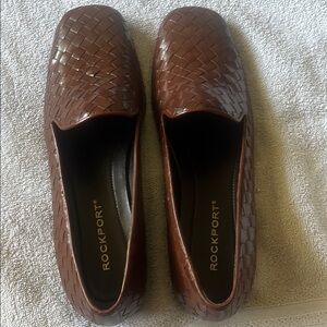 Rockport Brown WOVEN Leather Loafers Timeless Design EUC
